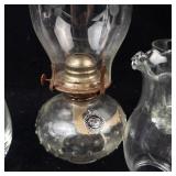 Crystal Glassware Assortment - 2 Decanters, Ice Bucket & Oil Lamp