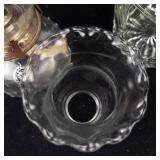 Crystal Glassware Assortment - 2 Decanters, Ice Bucket & Oil Lamp