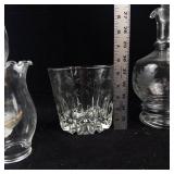 Crystal Glassware Assortment - 2 Decanters, Ice Bucket & Oil Lamp