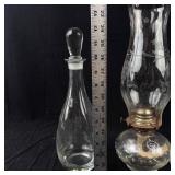 Crystal Glassware Assortment - 2 Decanters, Ice Bucket & Oil Lamp