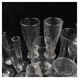 Assorted Glass Vases - Tall Cylinders, Bud Vases, and Etched Leaf Motifs