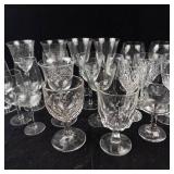 Assorted Crystal Stemware Set - Glasses & Goblets With Etched Cut Designs
