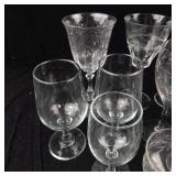 Assorted Crystal Stemware Set - Glasses & Goblets With Etched Cut Designs
