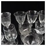 Assorted Crystal Stemware Set - Glasses & Goblets With Etched Cut Designs