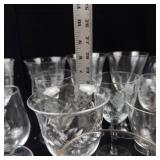 Assorted Crystal Stemware Set - Glasses & Goblets With Etched Cut Designs