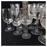 Assorted Crystal Stemware Set - Glasses & Goblets With Etched Cut Designs
