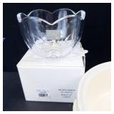 Mikasa Petite Points Glassware Lot - Blue Vase, Bowls & Glasses