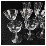 Crystal Champagne Coupe Glasses with Engraved Leaf Pattern - Assorted Set