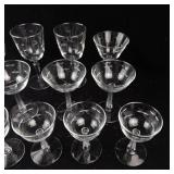 Crystal Champagne Coupe Glasses with Engraved Leaf Pattern - Assorted Set