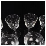 Crystal Champagne Coupe Glasses with Engraved Leaf Pattern - Assorted Set