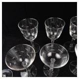 Crystal Champagne Coupe Glasses with Engraved Leaf Pattern - Assorted Set
