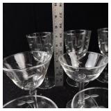 Crystal Champagne Coupe Glasses with Engraved Leaf Pattern - Assorted Set
