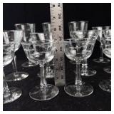 Crystal Champagne Coupe Glasses with Engraved Leaf Pattern - Assorted Set