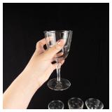 Crystal Champagne Coupe Glasses with Engraved Leaf Pattern - Assorted Set