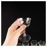 Crystal Champagne Coupe Glasses with Engraved Leaf Pattern - Assorted Set
