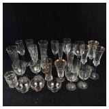 Assorted Stemware Glasses - Etched Starburst Motifs in Clear Glass