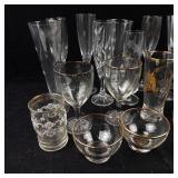 Assorted Stemware Glasses - Etched Starburst Motifs in Clear Glass