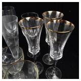 Assorted Stemware Glasses - Etched Starburst Motifs in Clear Glass