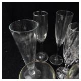 Assorted Stemware Glasses - Etched Starburst Motifs in Clear Glass