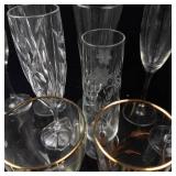 Assorted Stemware Glasses - Etched Starburst Motifs in Clear Glass