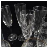 Assorted Stemware Glasses - Etched Starburst Motifs in Clear Glass