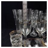 Assorted Stemware Glasses - Etched Starburst Motifs in Clear Glass
