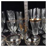 Assorted Stemware Glasses - Etched Starburst Motifs in Clear Glass