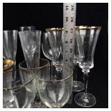 Assorted Stemware Glasses - Etched Starburst Motifs in Clear Glass