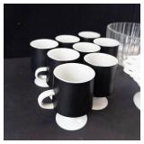 Godinger Crystal Bowl, Milk Glass Bowl & 8 Porcelain Espresso Cups (Lot of 3)