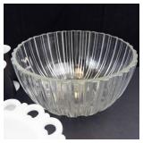Godinger Crystal Bowl, Milk Glass Bowl & 8 Porcelain Espresso Cups (Lot of 3)