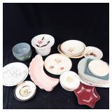 Assorted Glassware Bowls & Plates - Vintage Floral & Car Motif Patterns