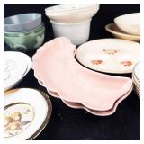 Assorted Glassware Bowls & Plates - Vintage Floral & Car Motif Patterns