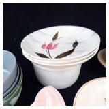 Assorted Glassware Bowls & Plates - Vintage Floral & Car Motif Patterns