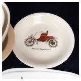 Assorted Glassware Bowls & Plates - Vintage Floral & Car Motif Patterns