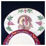 Assorted Ceramic Plates & Platters - Norman Rockwell The Ship Builder & Floral Motifs