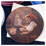 Assorted Ceramic Plates & Platters - Norman Rockwell The Ship Builder & Floral Motifs