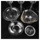 8 Etched Crystal Stemmed Glasses with Bowls & Sake Cups - Glassware Set