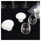 8 Etched Crystal Stemmed Glasses with Bowls & Sake Cups - Glassware Set