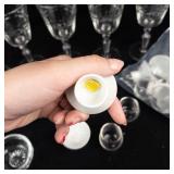 8 Etched Crystal Stemmed Glasses with Bowls & Sake Cups - Glassware Set