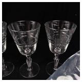 8 Etched Crystal Stemmed Glasses with Bowls & Sake Cups - Glassware Set