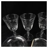 8 Etched Crystal Stemmed Glasses with Bowls & Sake Cups - Glassware Set