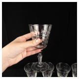 8 Etched Crystal Stemmed Glasses with Bowls & Sake Cups - Glassware Set