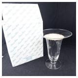 Princess House Floral Etched Crystal Vase - Tall Clear Hurricane-Style