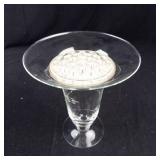 Princess House Floral Etched Crystal Vase - Tall Clear Hurricane-Style