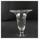 Princess House Floral Etched Crystal Vase - Tall Clear Hurricane-Style