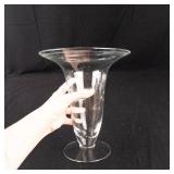 Princess House Floral Etched Crystal Vase - Tall Clear Hurricane-Style