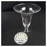 Princess House Floral Etched Crystal Vase - Tall Clear Hurricane-Style