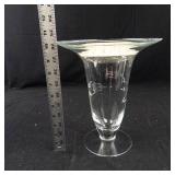 Princess House Floral Etched Crystal Vase - Tall Clear Hurricane-Style