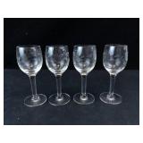 Princess House Heritage Etched Crystal Wine Glasses (Lot of 4)
