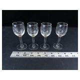 Princess House Heritage Etched Crystal Wine Glasses (Lot of 4)